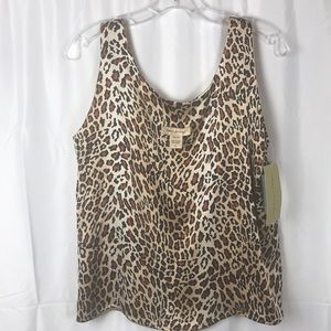 Transitions scoop neck sleeveless animal print 100% Silk Reversible Blouse small